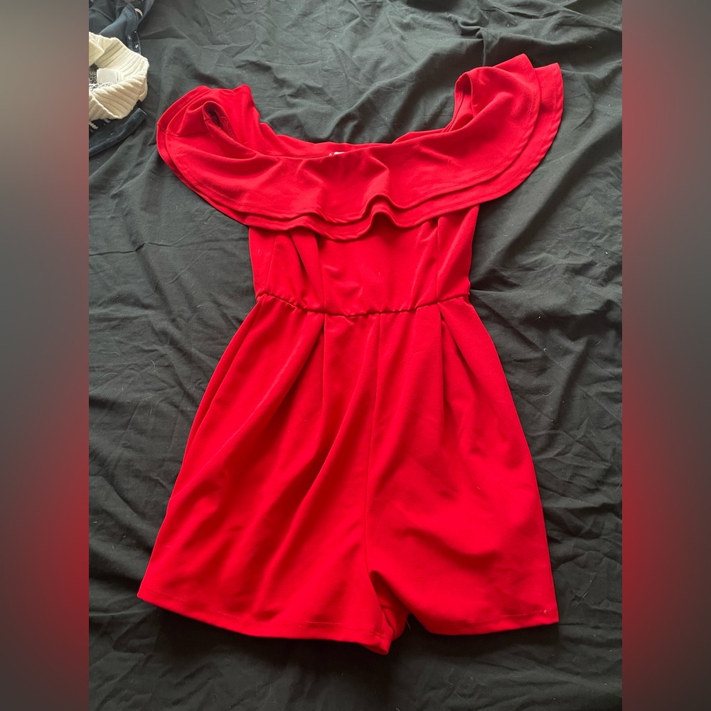 Juniors red romper